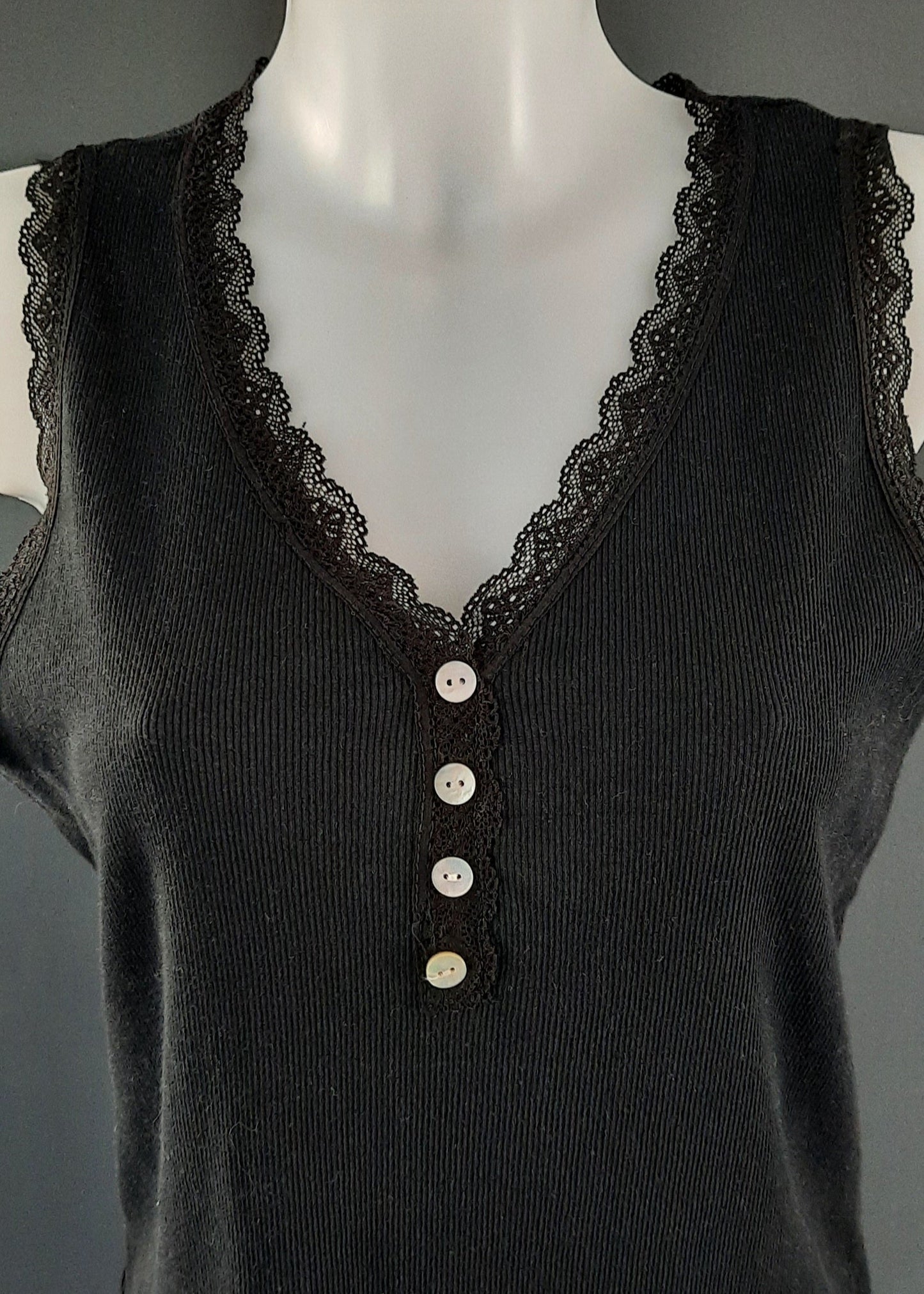 Débardeur Boutons Noir