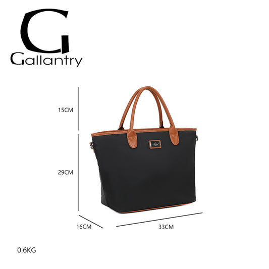 Sac noir Gallantry pour femme, modèle cabas souple avec anses et bandoulière, format pratique pour ordinateur ou essentiels – Timalya.
