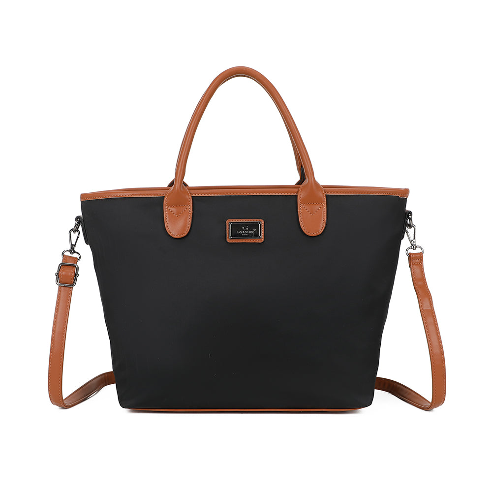 Sac noir Gallantry pour femme, modèle cabas souple avec anses et bandoulière, format pratique pour ordinateur ou essentiels – Timalya.