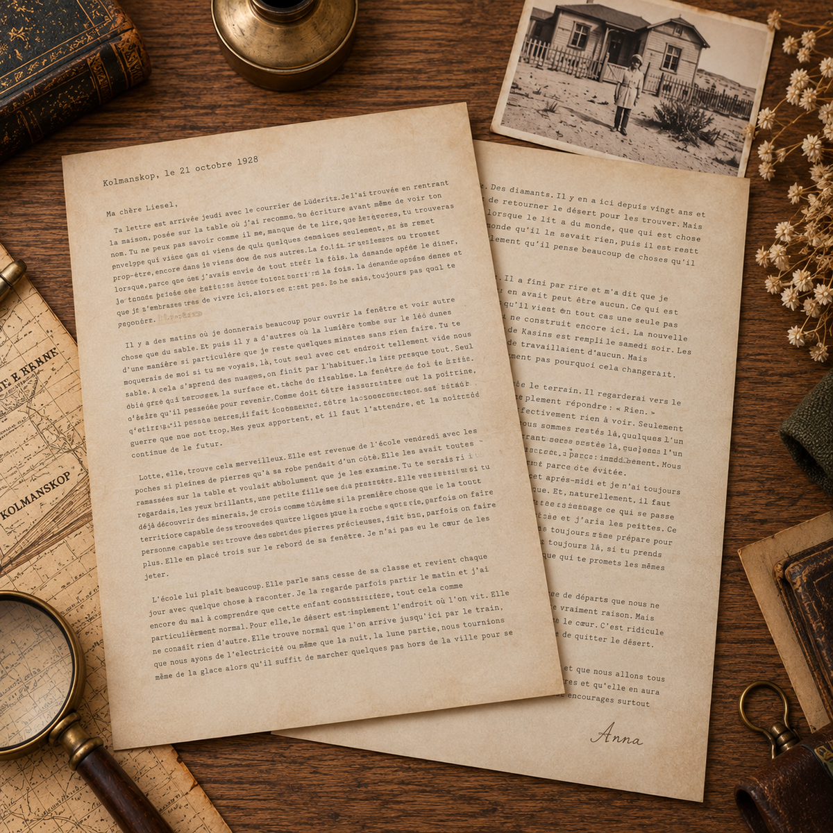 Lettre d’Anna Keller datée du 21 octobre 1928 à Kolmanskop – Chroniques des Lieux Disparus