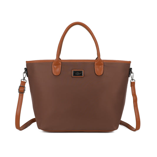 Sac à main cabas Gallantry taupe pour femme, avec anses et bandoulière, modèle souple avec poches intérieures, idéal pour le quotidien – Timalya.